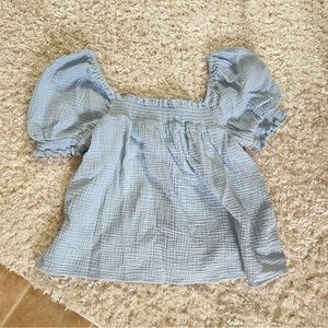 J Crew light blue half sleeve top